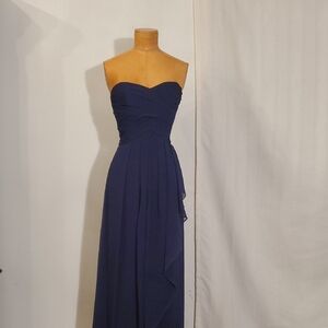 David's Bridal Strapless Navy Dress
